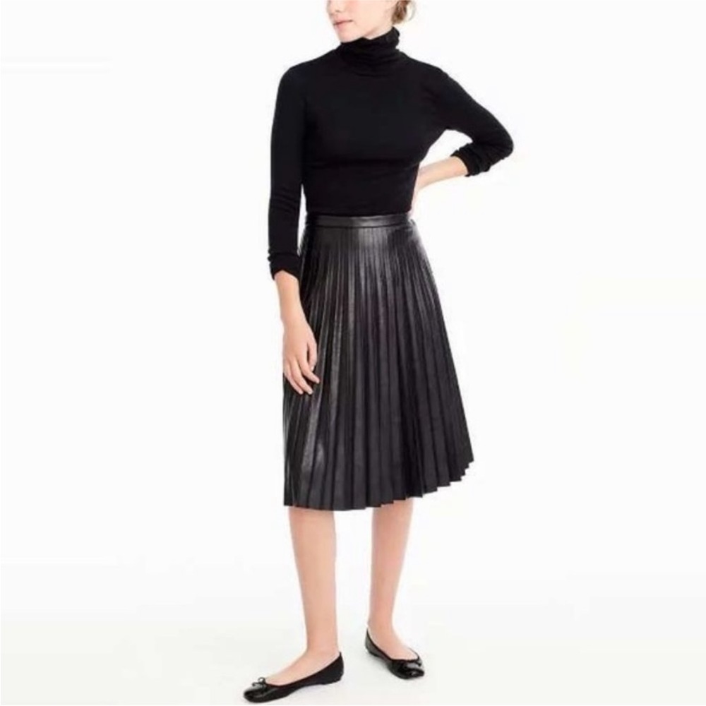J crew faux leather pleated skirt